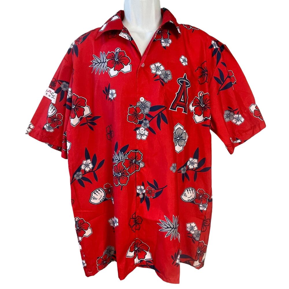 SIxth Man MLB Los Angeles Angels Stadium Giveaway Aloha Shirt Size XL
